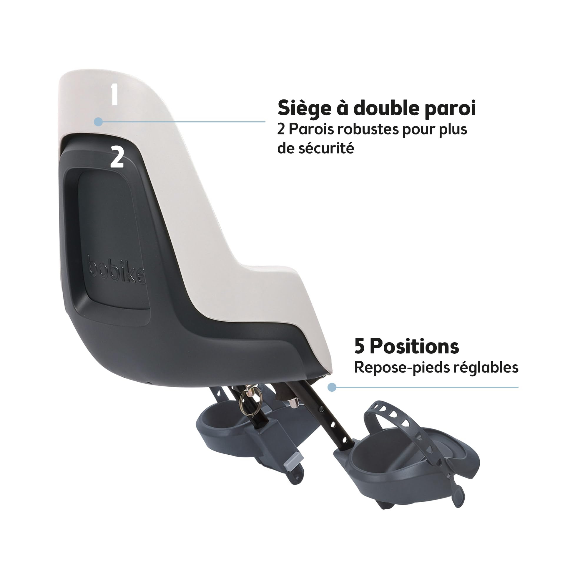 BOBIKE Go Mini Siège Vélo Avant pour Bébés et Tout-Petits pour Tube de Direction – Sûr, Réglable, Confortable et Élégant pour Bébés de 9 Mois à 3 Ans, Jusqu’à 15kg