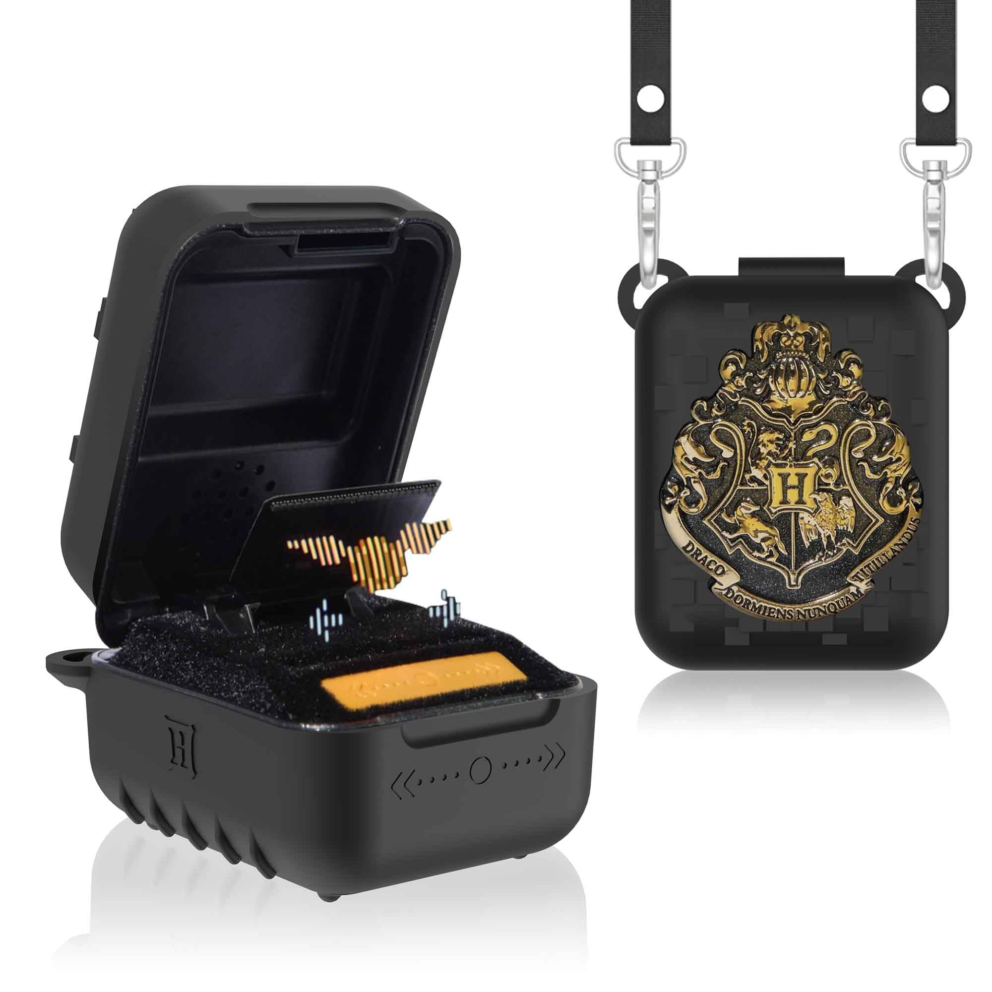 for Bitzee Harry Potter Silicone Case, Shockproof Protective Carrying Case for Harry Potter Bitzee Interactive Digital Pet with Lanyard (Black)