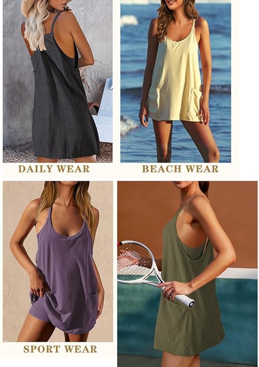 Tenniskleid Damen Mit Integriertem BH & Shorts | Ärmelloses Sportkleid Für Tennis & Golf