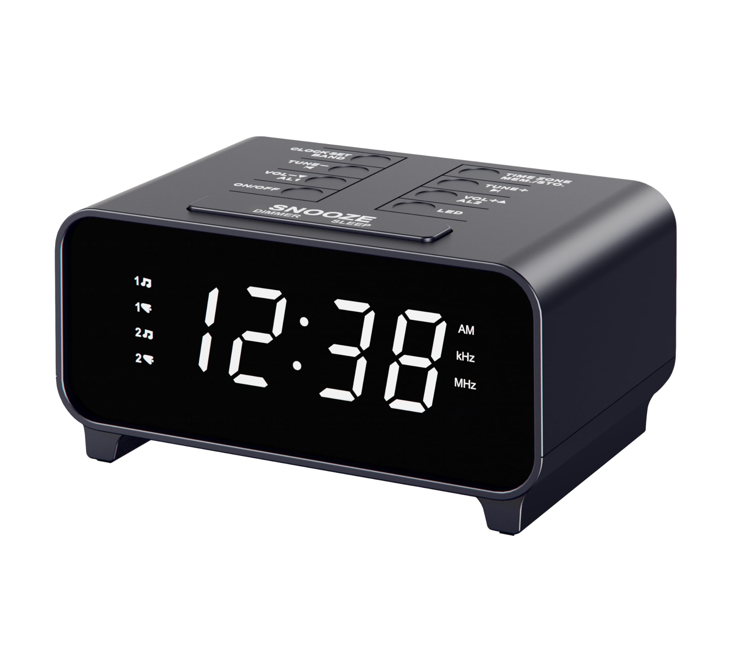 Itoma White Led Display Clock Radio With Am/Fm Radio, Dual Alarms, Snooze, Memory Presets, Dimmer, Sleep Timer, Volume Control, Night Light,Alarm Clock For Bedroom