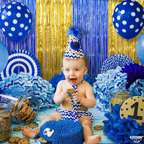 Image of KatchOn, Blue and Gold Fringe Backdrop for Parties - XtraLarge, Pack of 2 | Blue Fringe Backdrop | 2026 Graduation Party Decorations | Graduation Decorations 2026