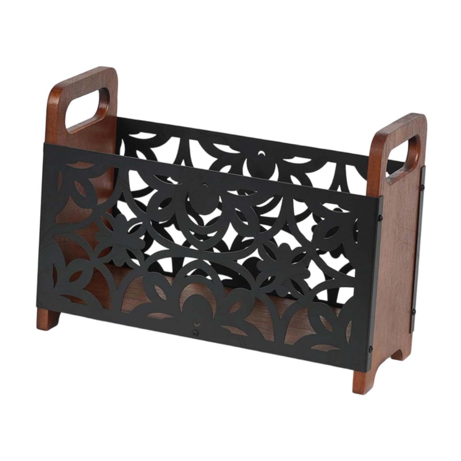 Wood Magazine Rack Farmhouse Rustic Mail Organizer for Mails Books Envelopes Flower-image-6