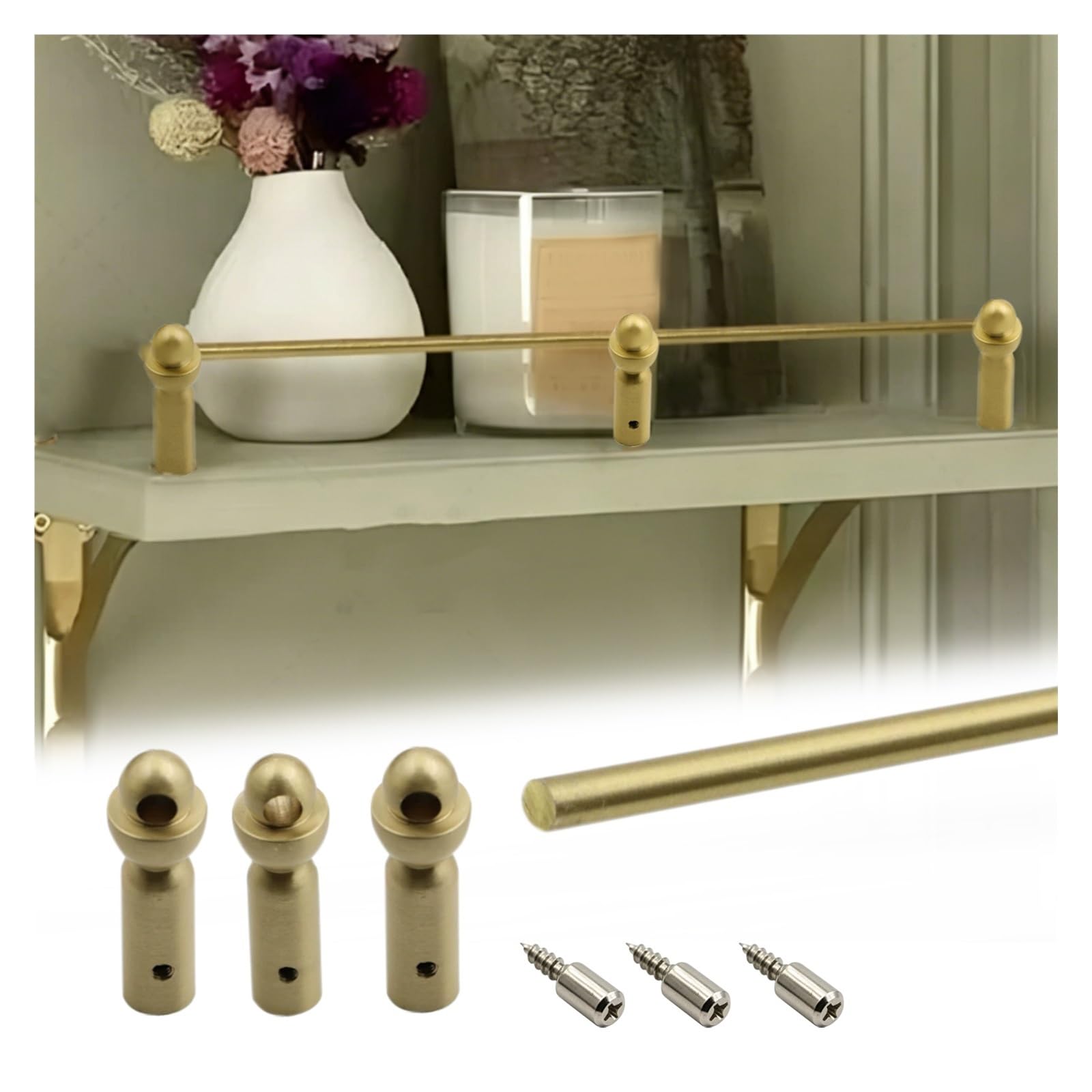 Hphdfs Style A Anti-Tipping Gallery Rails For Shelving, Decor Metal Book Shelf Stopper For Wardrobes/Kitchens/Rv, Custom & Removable Cabinet Safety Rail With Mounting Screws(,L 46Cm/18.1")