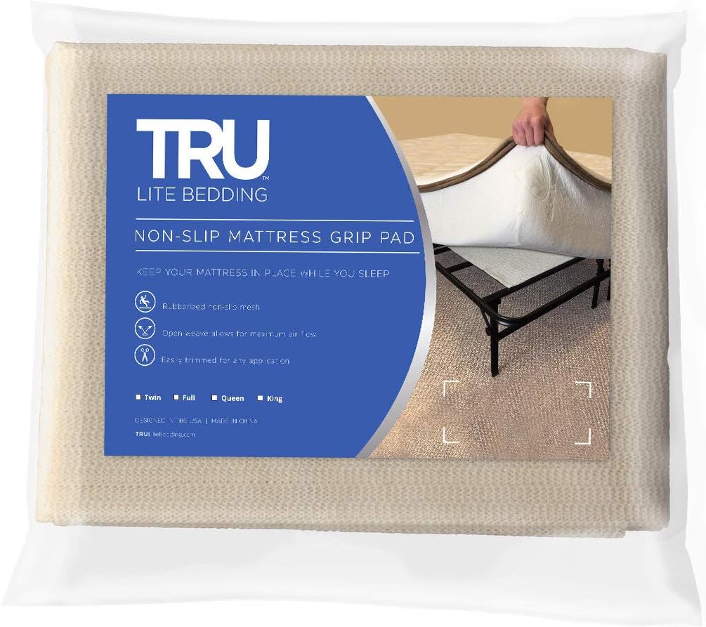 TRU Lite Bedding Non Slip Mattress Pad - Grip Pad Locks in Place - Non Slip Mat fits Platform or Futon Mattresses - Twin Size - Rug Gripper for 3' x 6' Rug