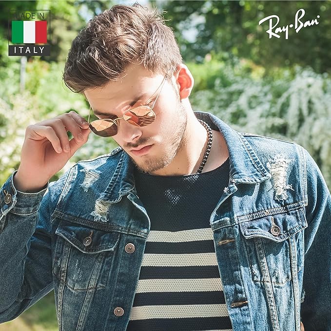 Image of Ray-Ban RB3548N HEXAGONAL FLAT LENSES Square-Round Shape Sunglasses for Men & Women with Official Eyewear Kit