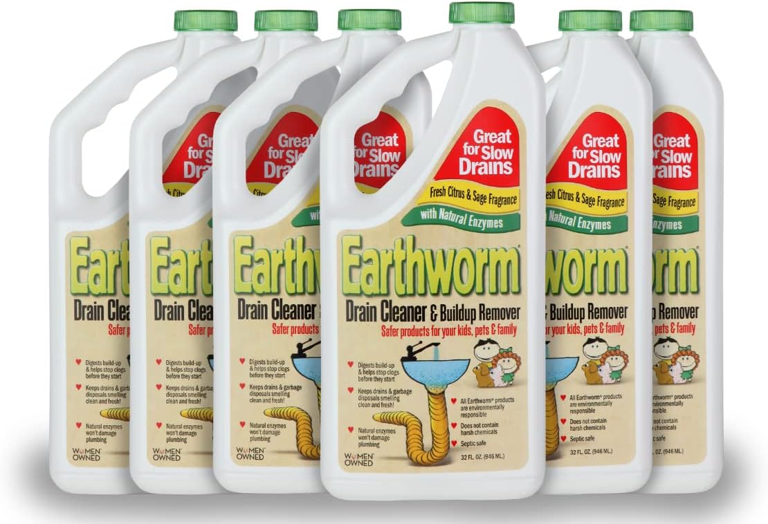 Earthworm FamilySafe Drain Cleaner, 32 oz, 6 Count Amazon.ca Health