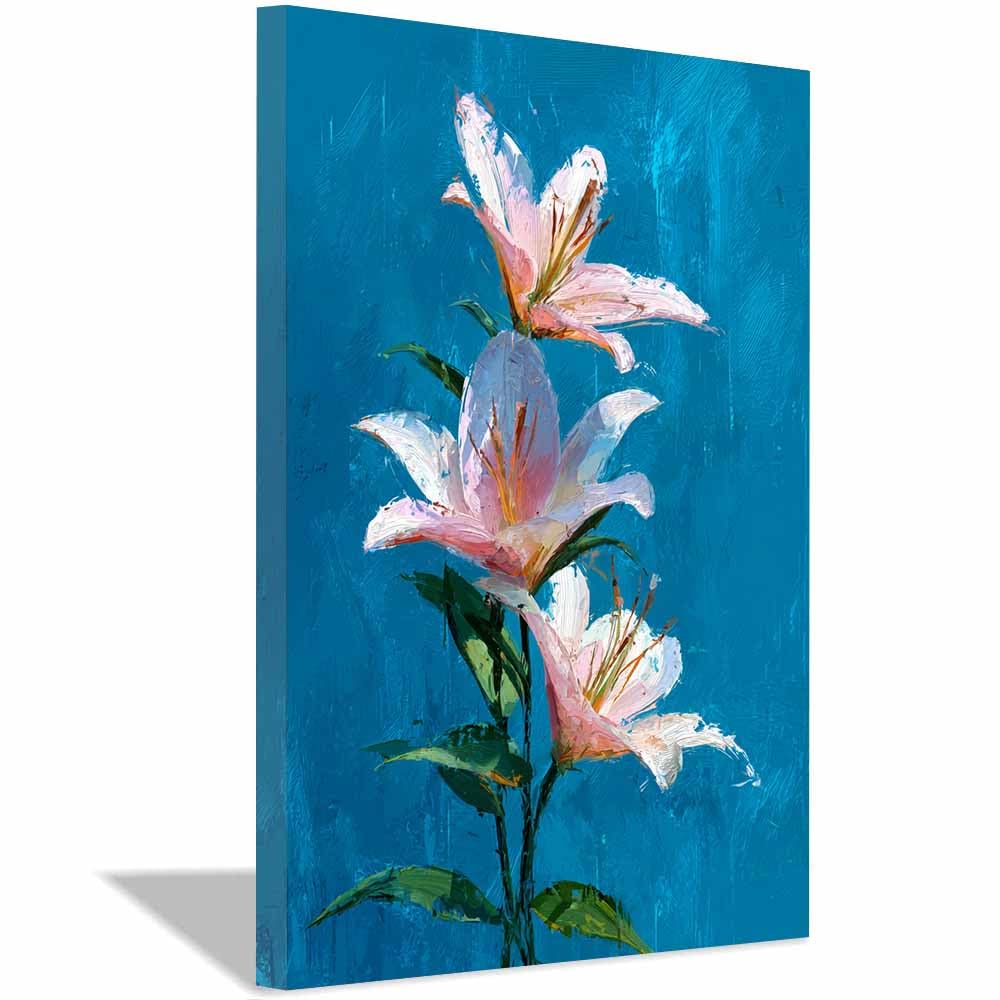 Xeniou Multicolor Flowers Wall Canvas Lilies Flower Still Lifes Canvas Wall Art, For Bathroom Living Room Bedroom Office Kitchen(Multicolor)-40X60cm Framed