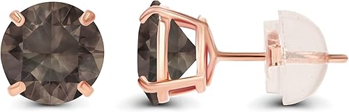 Miniatura 2 de Aretes de plata de ley 925 maciza chapados en oro de 0.236 in con piedra natal auténtica, hipoalergénicos para mujer