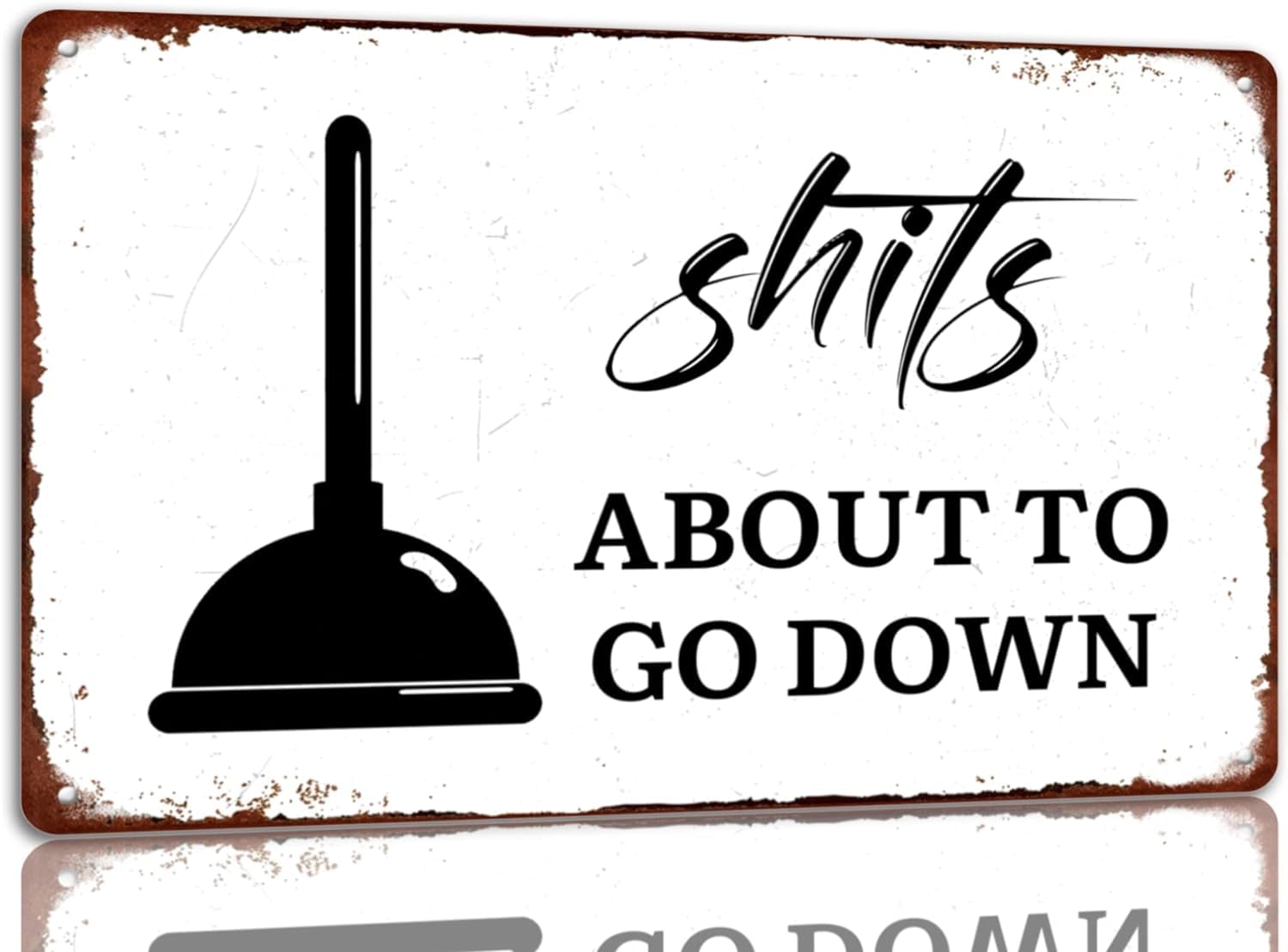 Anceky Shits About To Go Down Metal Sign Funny Bathroom Tin Sign Vintage Bathroom Wall Decorations For Home Cafe Bar 5.5x8 Inch