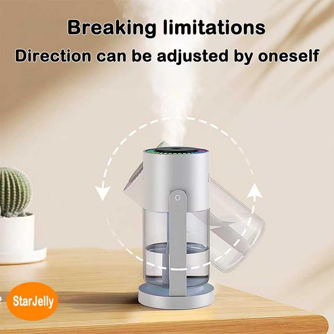 Portable Starry Sky Projection Humidifier, USB Mini Humidifier, 360° Rotating Nozzle, Colorful Lights, Anti-Clogging Technology, Ultra-Quiet Design, Suitable for Offices, Bedroom, Desktops. (02 Pink)
