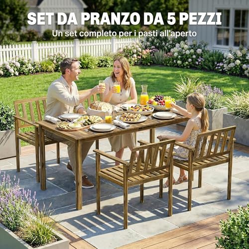 Mesa de jardín con sillas Outsunny para cenas en terrazas y patios 4