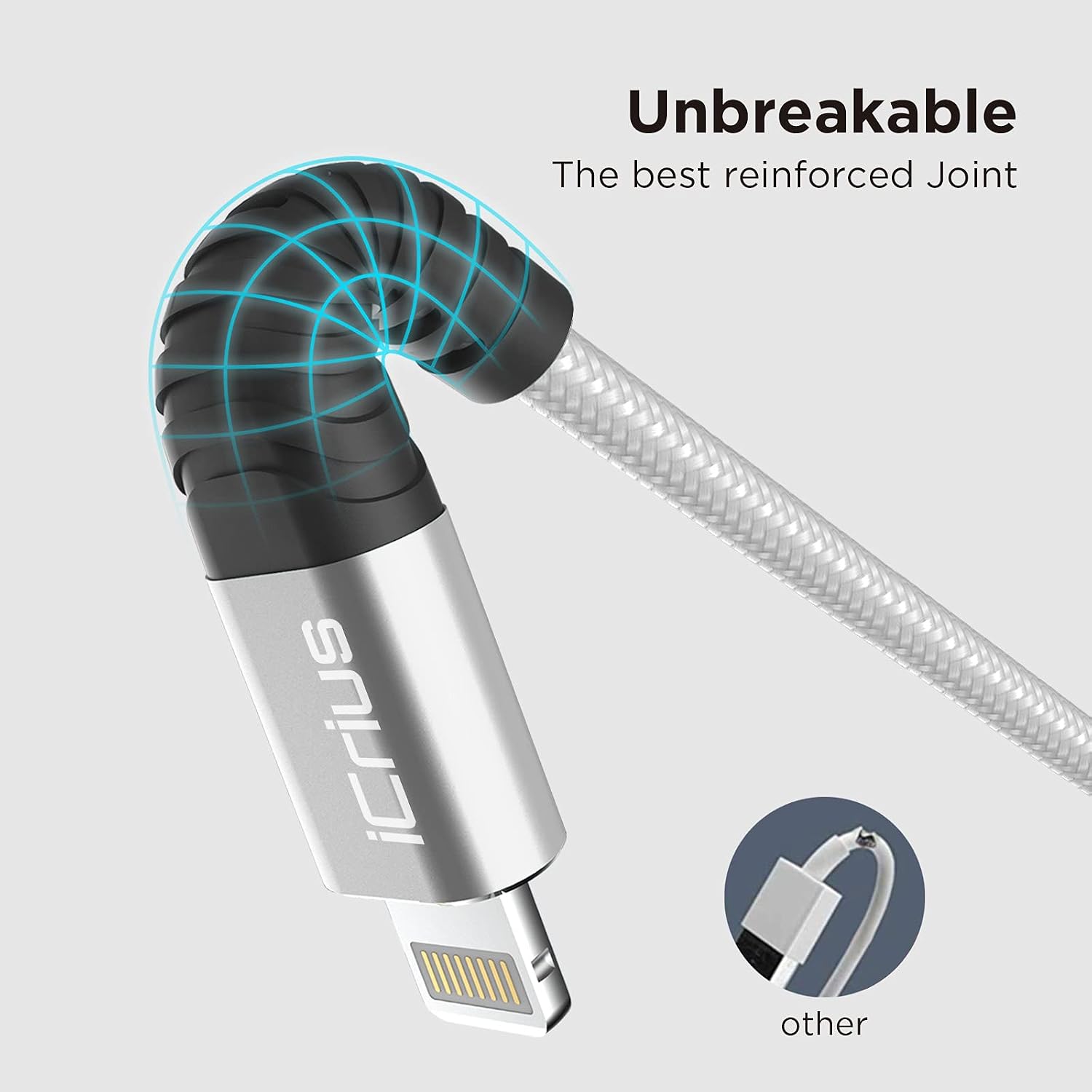 iCrius iPhone Charger, 3Pack 10FT MFi Certified Lightning Cable Nylon Braided High Speed USB Charging Cord Compatible with iPhone 12/Max/11Pro/11/XS/Max/XR/X/8/8P/7 and More (10FT, Silver)