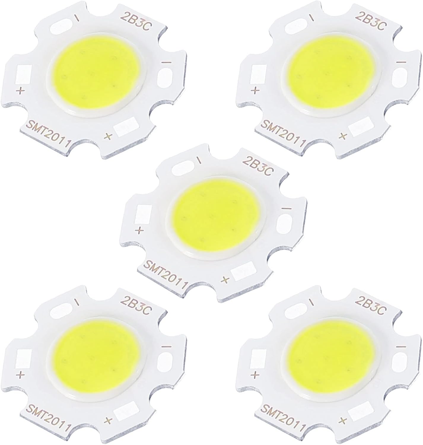 MECCANIXITY COB LED Light Chip Beads 20mm 3W 260mA Energy Saving Bulb for Spotlight Floodlight Pack of 5, White