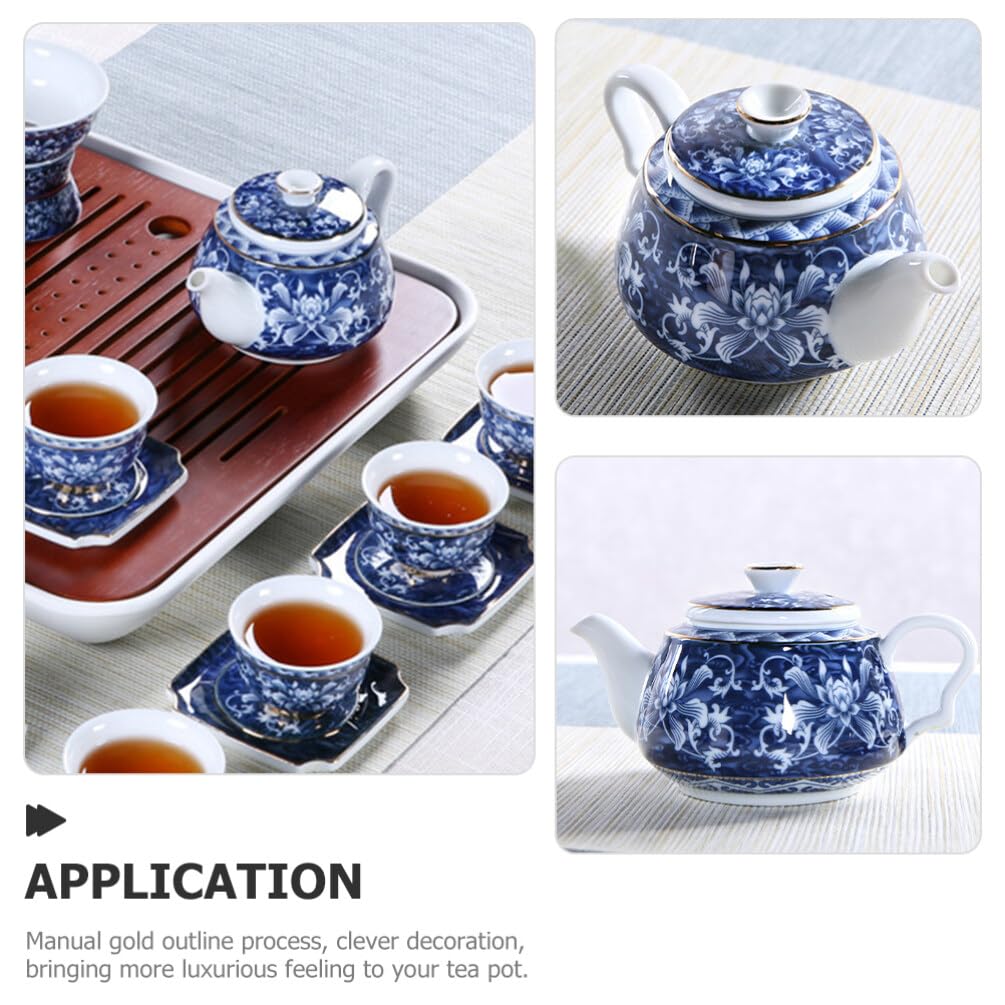 Teteras, Tetera Azul Y Porcelana Tetera De Cerámica con Asa Tetera Tetera De Cerámica Olla De Caldo Tetera Portátil Tetera Casera Tetera China Tetera De Escritorio Decora,