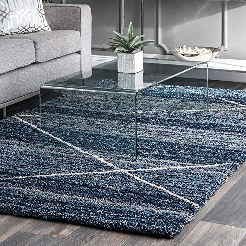 Image of Shaggy Rugs 7 x 10 Feet Soft and Cozy Carpet for Living Room & Hall, Bedroom, and Kids Room Non-Slip, High Pile, Machine Washable, Perfect for Any Room (Teel Blue Mix)