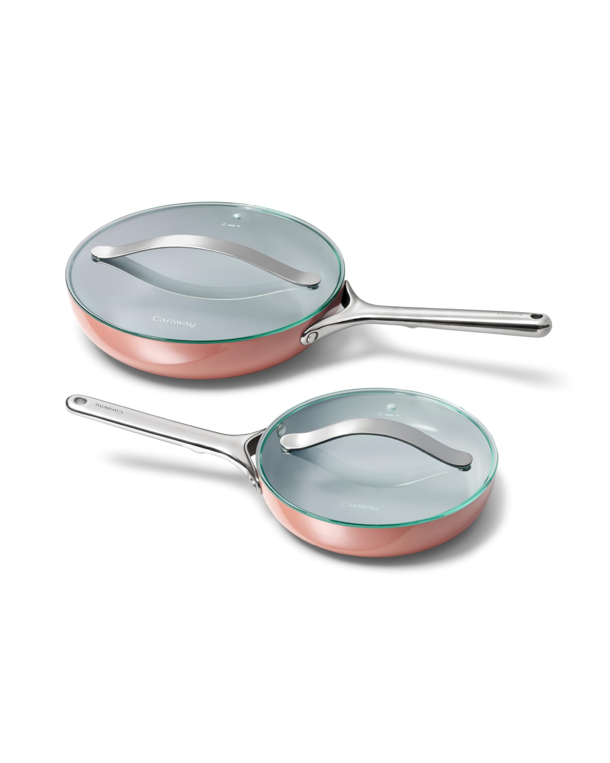 Caraway Ceramic Fry Pan Duo with Glass Lids