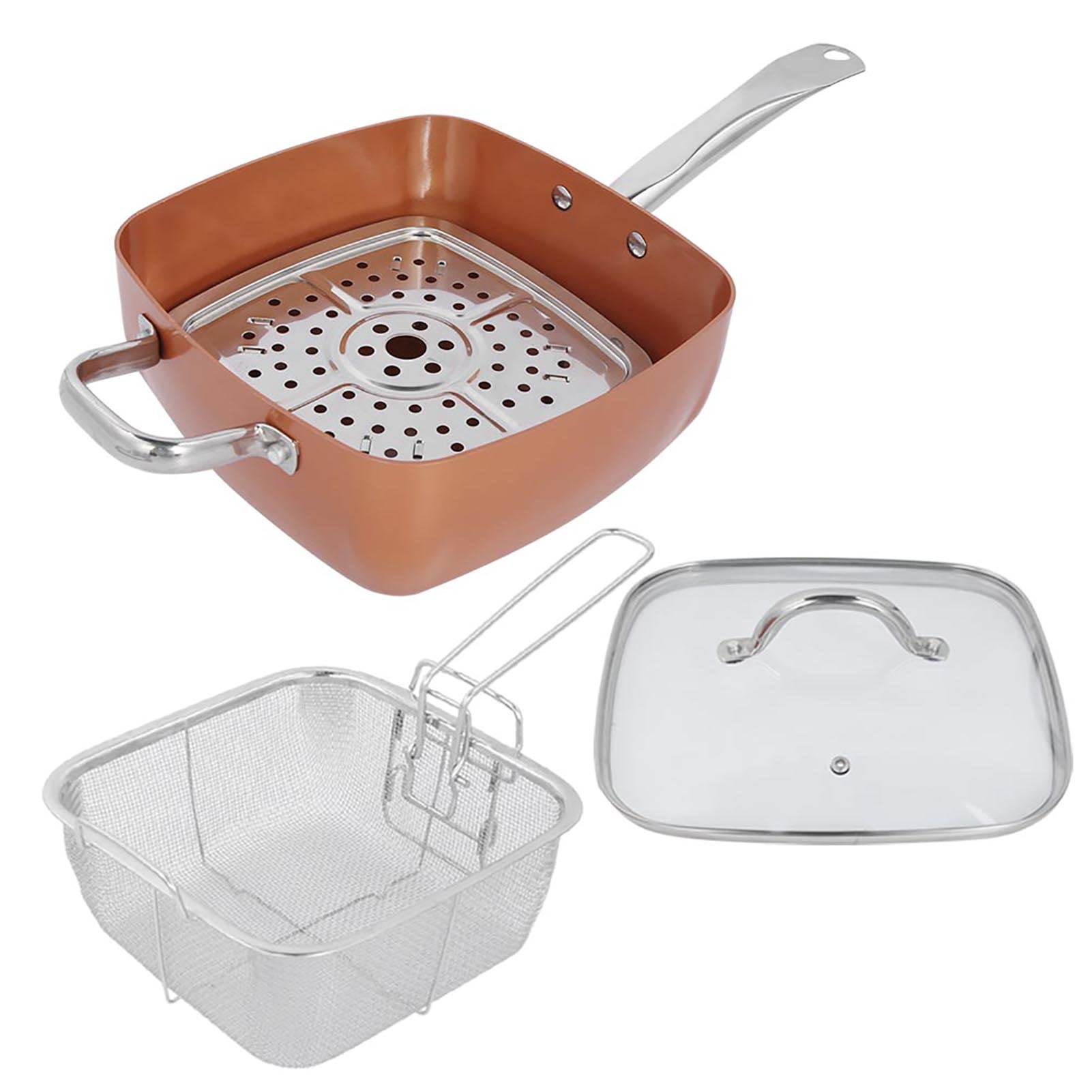 Generic Wielofunkcyjny Zestaw Patelni Kwadratowych ze Stali Nierdzewnej o Unikalnym Designie do Pieczenia, Smażenia, Smażenia, Sprzętu AGD, Odpowiedni do Wszystkich Kuchenek