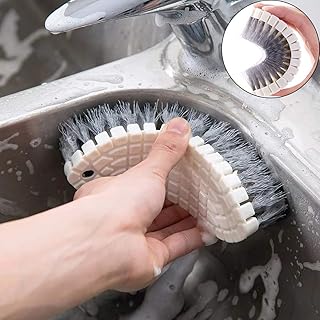 Cepillo de cocina, cepillo para platos, limpieza de cocina, lavabo, lavabo, cepillo flexible para el suelo, herramienta de limpieza de baño, color blanco