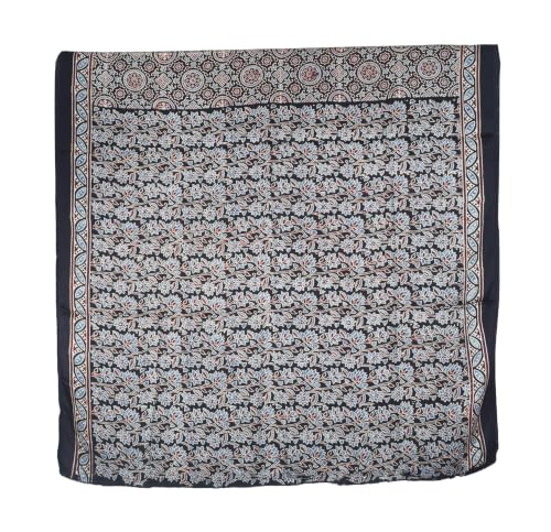 Image of Ethnics of Kutch Womenss Ajrakh Modal Silk Natural Dye Hand Block Print Saree with Blouse Piece - 5.5 Mtr Length