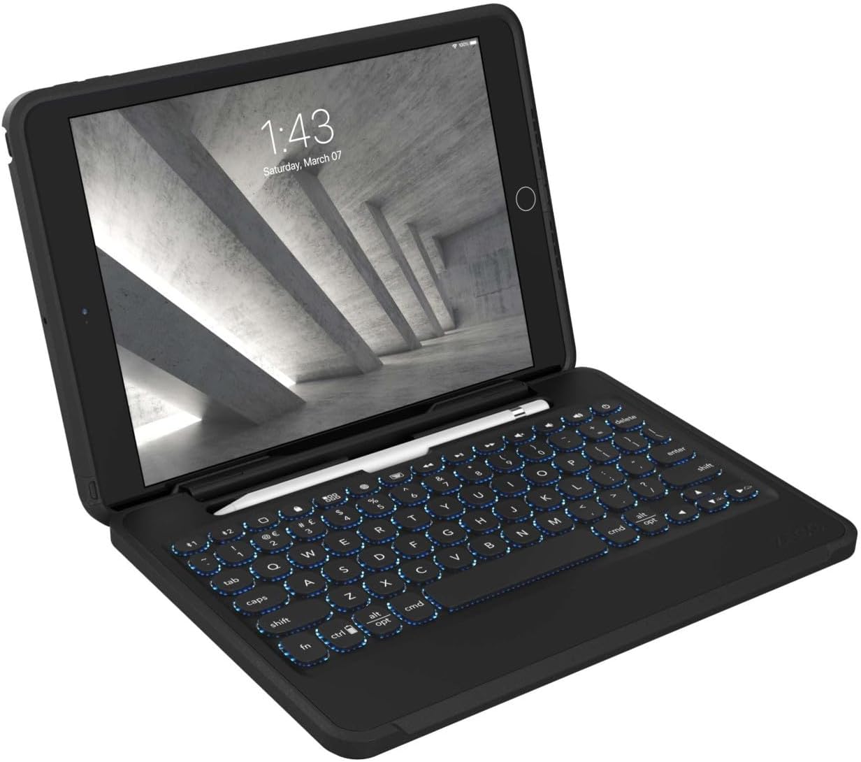 ZAGG Rugged Book Detachable Case with Magnetic-Hinged Backlit Keyboard for iPad Air/Air 2/9.7/9.7 Pro - Multi-Device Bluetooth Pairing - USB-C to USB-C Cable Included, Black