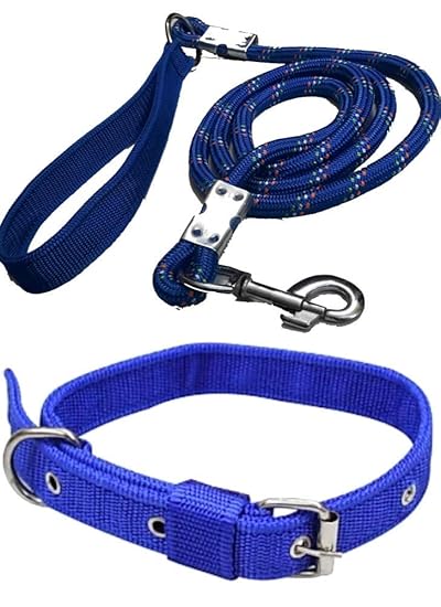 SENAPATI Dog Neck Collar Belts and Rope Leash Set with Fibre Handle?(Blue Color, Waterproof, X-Large, Rope Leash Size 1.5M-2M)