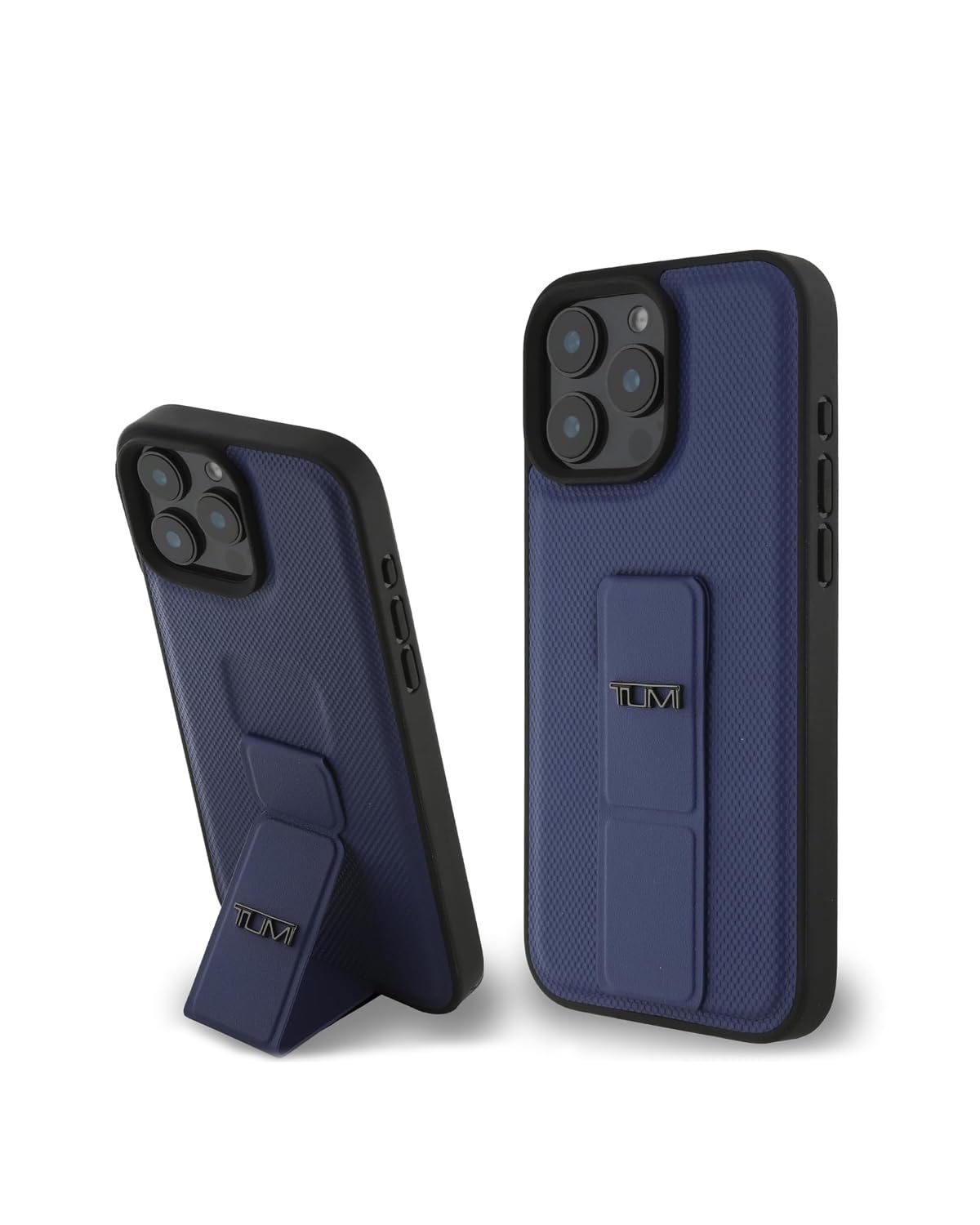 Tumi Phone Case [Official Licensed] Embossed Balistic Pattern | Leather Case with Grip Stand | Protective Case/Cover Compatible with iPhone 16 Pro Max (6.9-Inch) (2024) - Navy