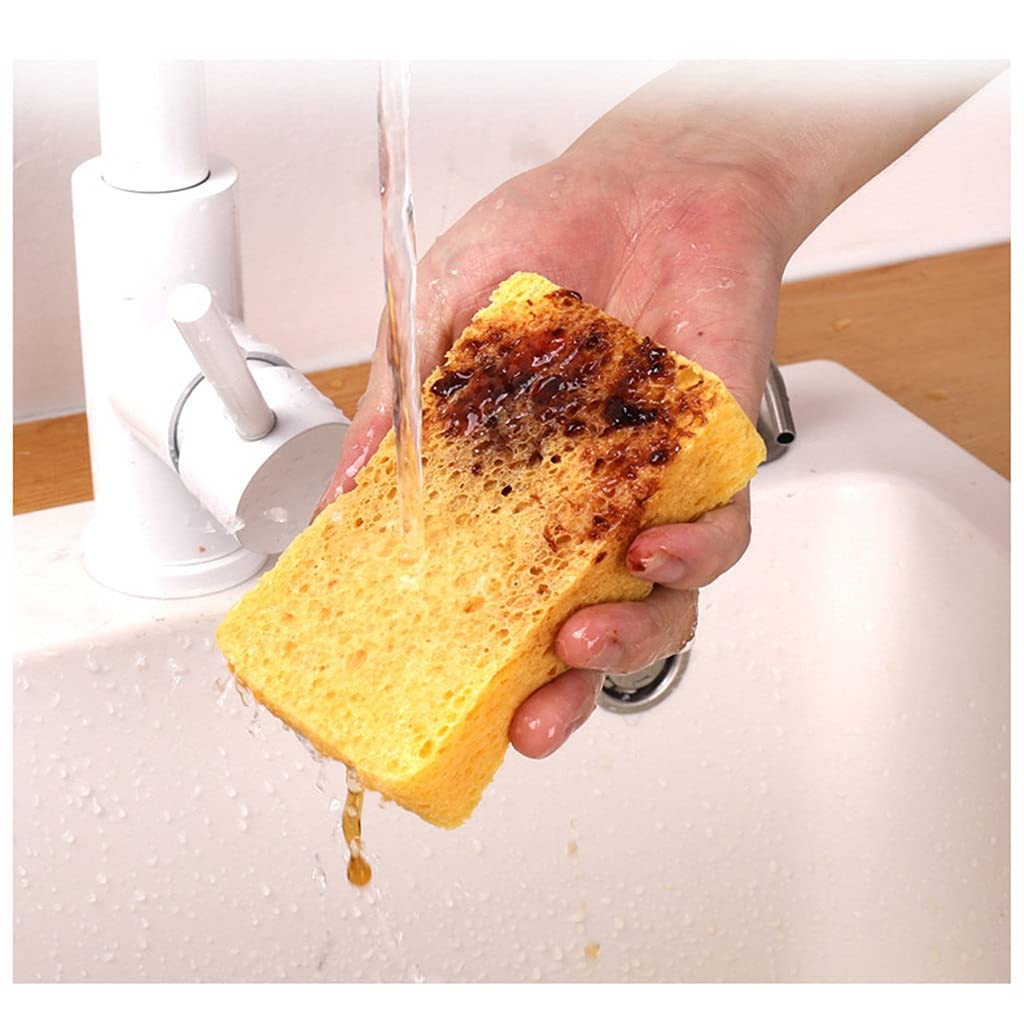 10 Uds. De paño de algodón de Pulpa de Madera Natural, Bloque de Esponja para Limpieza de lavavajillas, Cepillo, Olla, Estropajo de descontaminación de Cocina