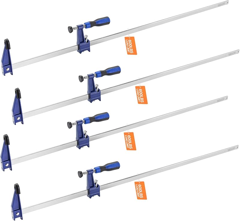 VEVOR 36" Bar Clamps for Woodworking, 4-Pack, 600 lbs Load Limit | 2-1/2 inch Depth, Lockable F-Clamp, Cast Iron and Carbon Steel, Easy to Use, Metalworking and DIY Projects