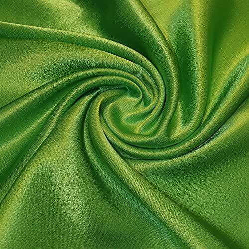 Tissu en satin soyeux uni + 50 couleurs pour mariage, dos en crêpe, 147,3 cm (coupé au mètre) (vert pomme) Cover