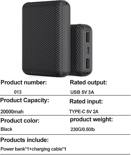 Miniatura 7 de Cargador portátil, paquete de 2 baterías USB C de 5 V 3 A, batería externa de 20000 mAh, banco de batería portátil, cargador de batería portátil