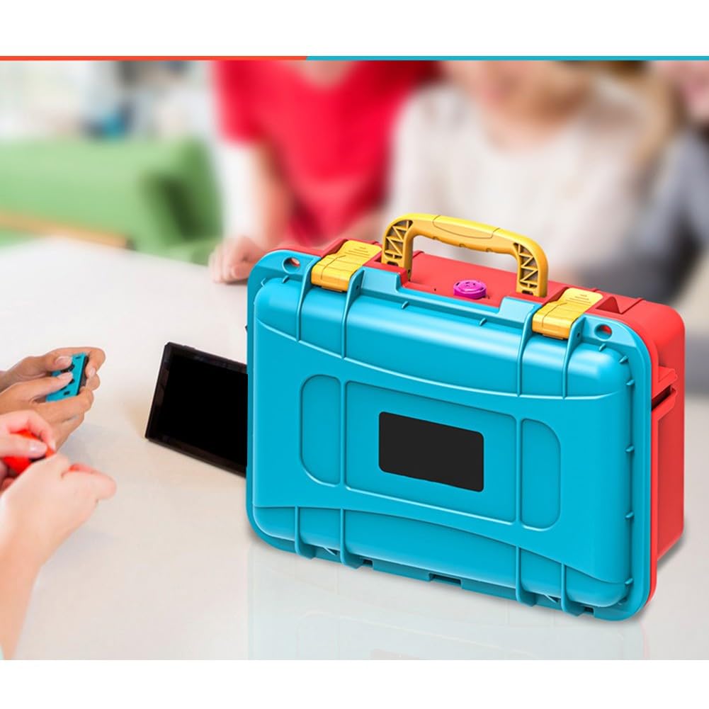 Scatola portaoggetti impermeabile in ABS per Nintendo Switch, custodia da viaggio portatile per console e giochi, blu marrone