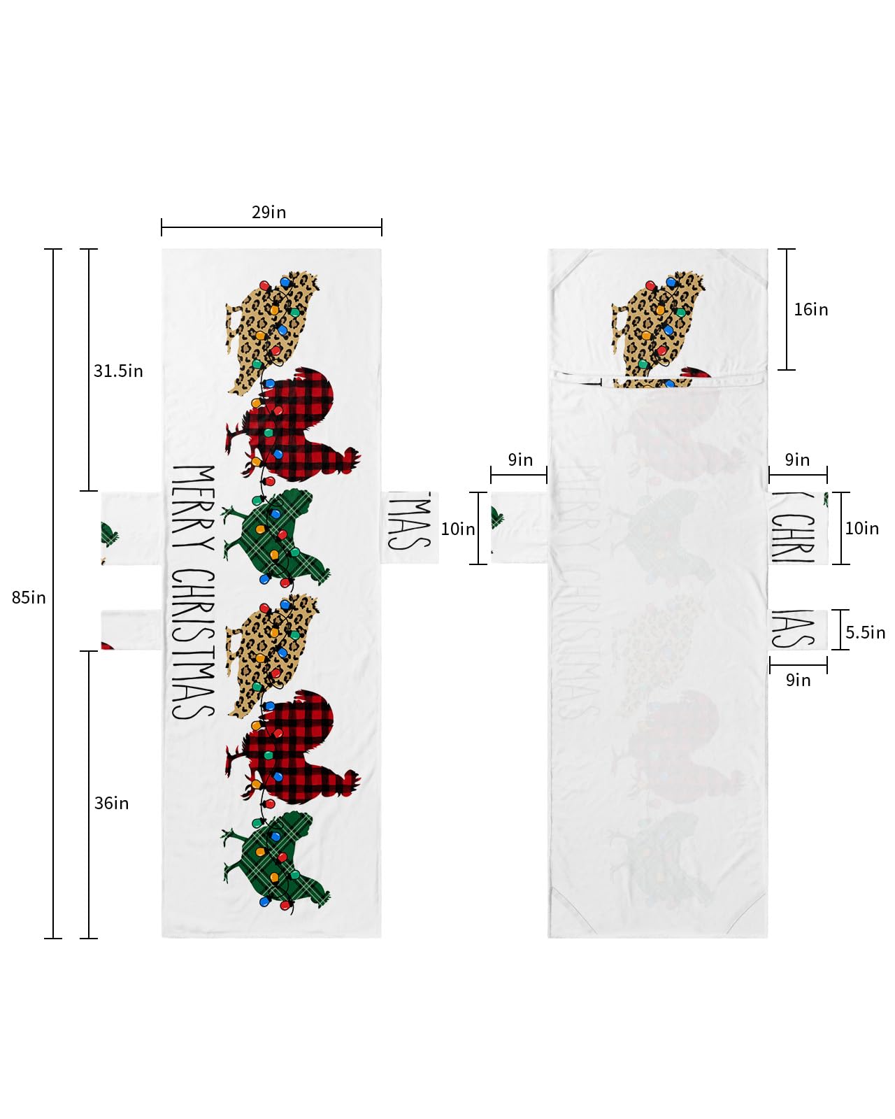 Merry Christmas Beach Lounge Chair Towel Cover, Soft Chaise Lounge Towel with Side Pockets Patio Pool Chairs Cover for Beach/Pool Sunbathing 29x85 Xmas Farmhouse Rooster Leopard Red Green Plaid