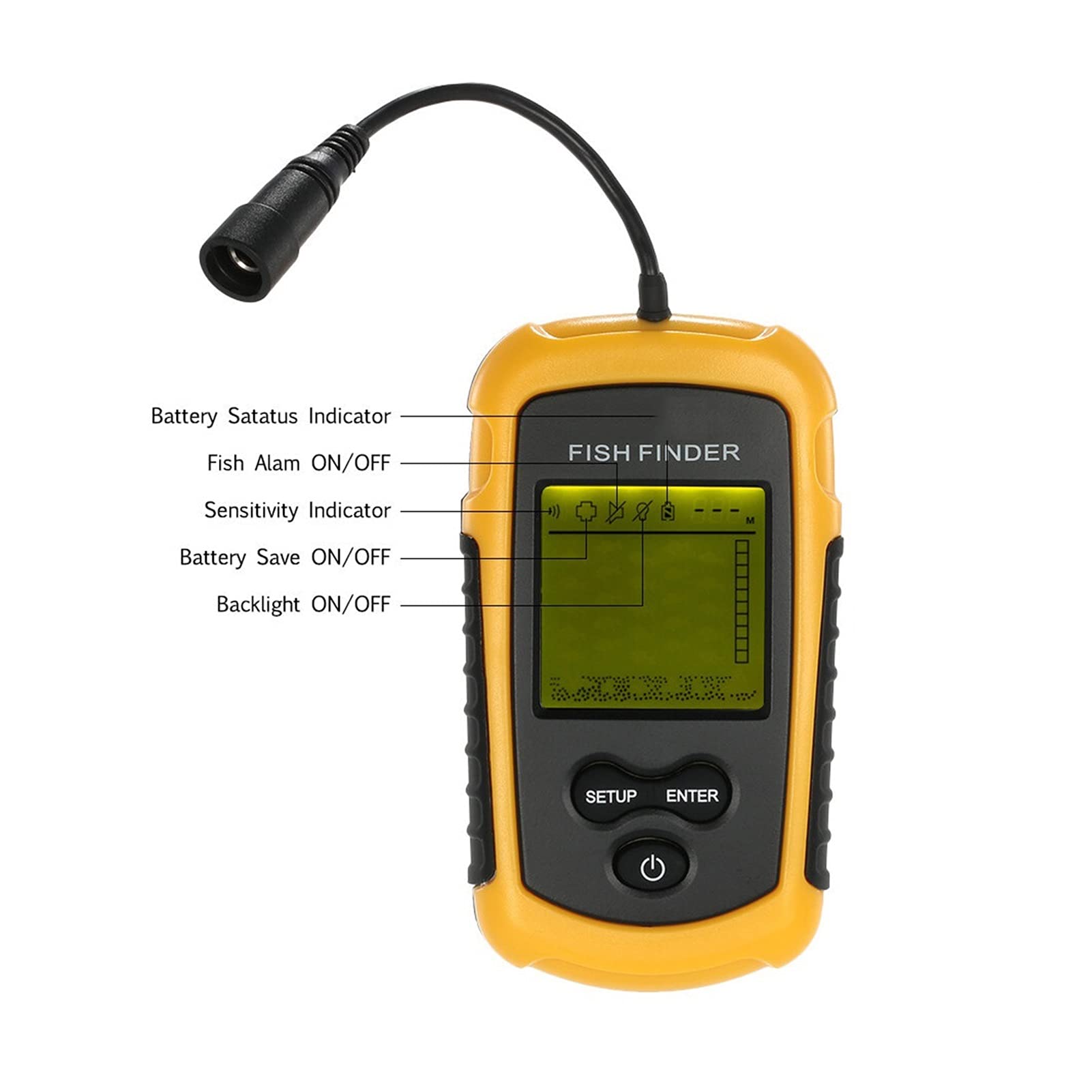 Podwodna Echosonda, Sonar. LCD Fishers Fishing with Echo Sounder Finder Electronic Tackle