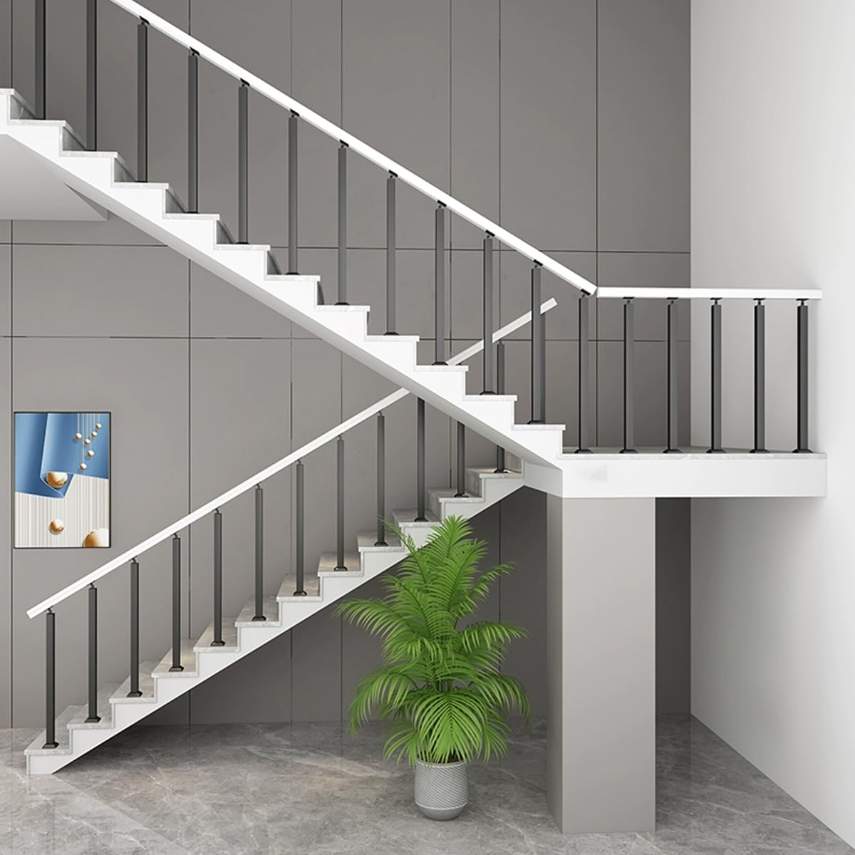 Colonna per scale interna regolabile a 270°, in ferro, per balcone, giardino, terrazza, ideale per hotel e ristoranti, altezza 70 cm, diametro 5 cm