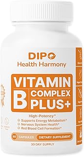 DIPO B-12 Complex Plus 2000mcg - Essential B Vitamins, Inositol & Choline - Hair Skin and Nails Vitamin - Supports Energy Metabolism & Brain Function - Vegan, 60 Capsules