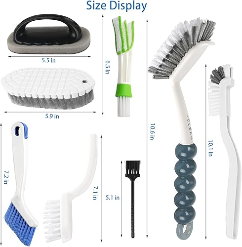 Miniatura 7 de Openfly Paquete de 8 cepillos de limpieza de cocina, multiusos, juego de cepillos de limpieza profunda para el hogar con cepillo para fregar,