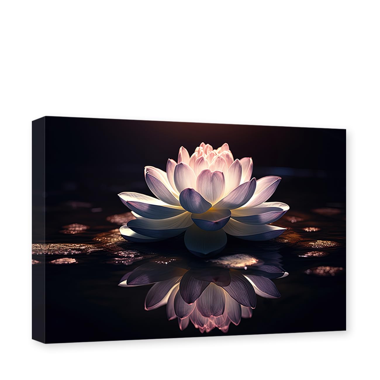 LZIMU Zen Wall Art White Lotus Flower Bloom In Water Picture Prints ...