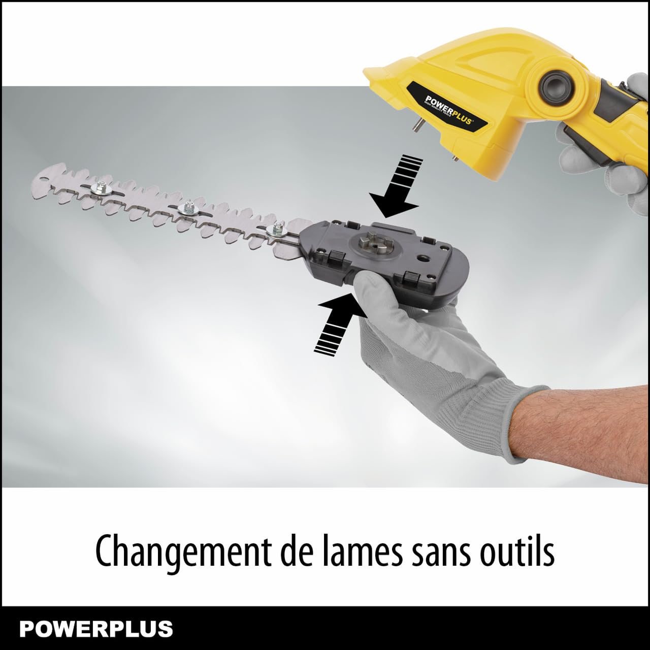 Powerplus Heckenschere POWXG2033 leichte Gartenschere elektrisch mit Li-Ionen Akku – 2 in 1 Garten Tool als Rasenschere, Trimmer und Strauchschere für Hecken, Sträucher & Pflanzen im Garten
