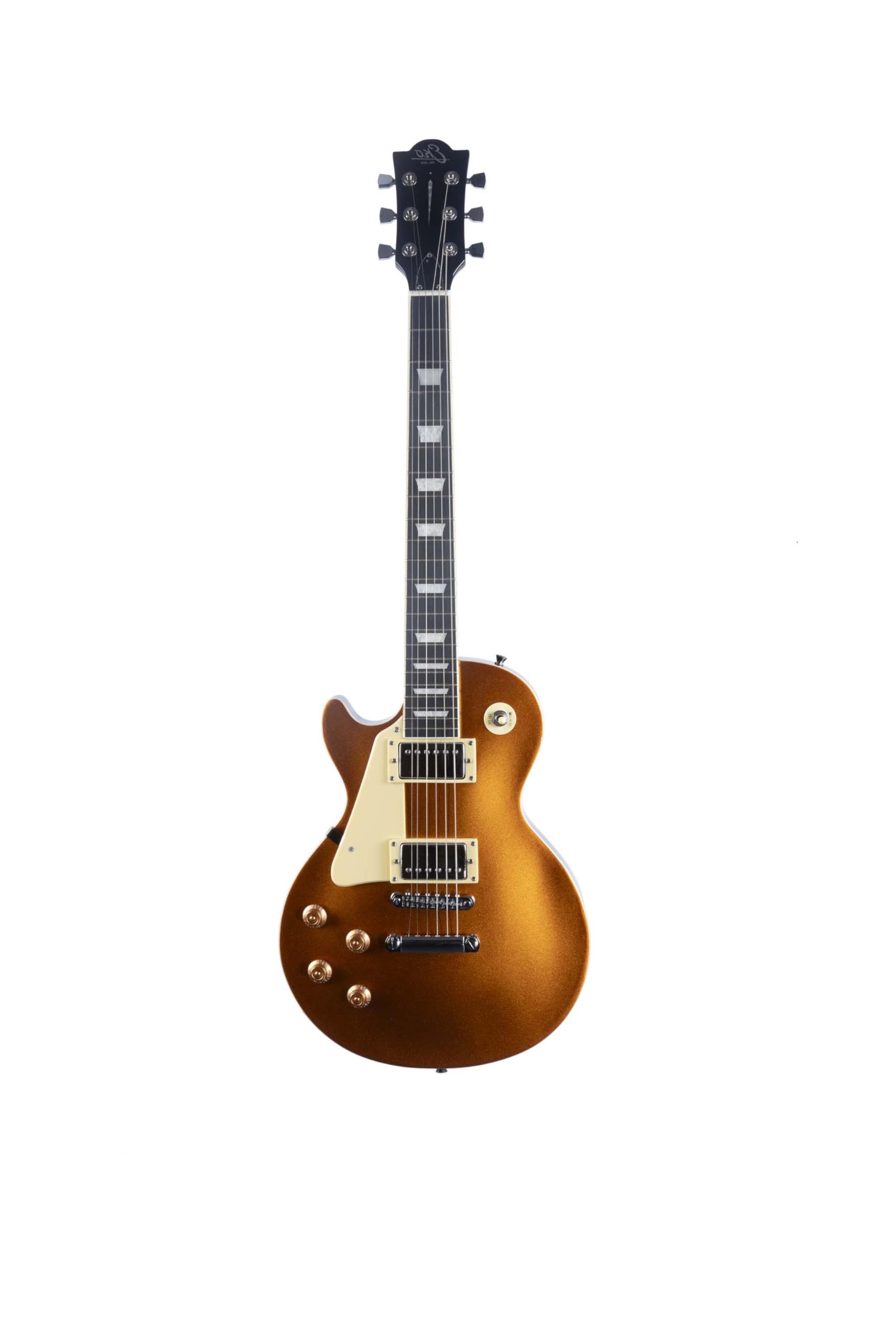 EKO GUITARS - Chitarra Elettrica LS‑300 LH per Mancini, Corpo Pioppo, Manico Acero, Tastiera Laurel, 2 Humbucker, Ponte Tune‑O‑Matic, 22 Tasti, Scala 630mm, Colore Gold