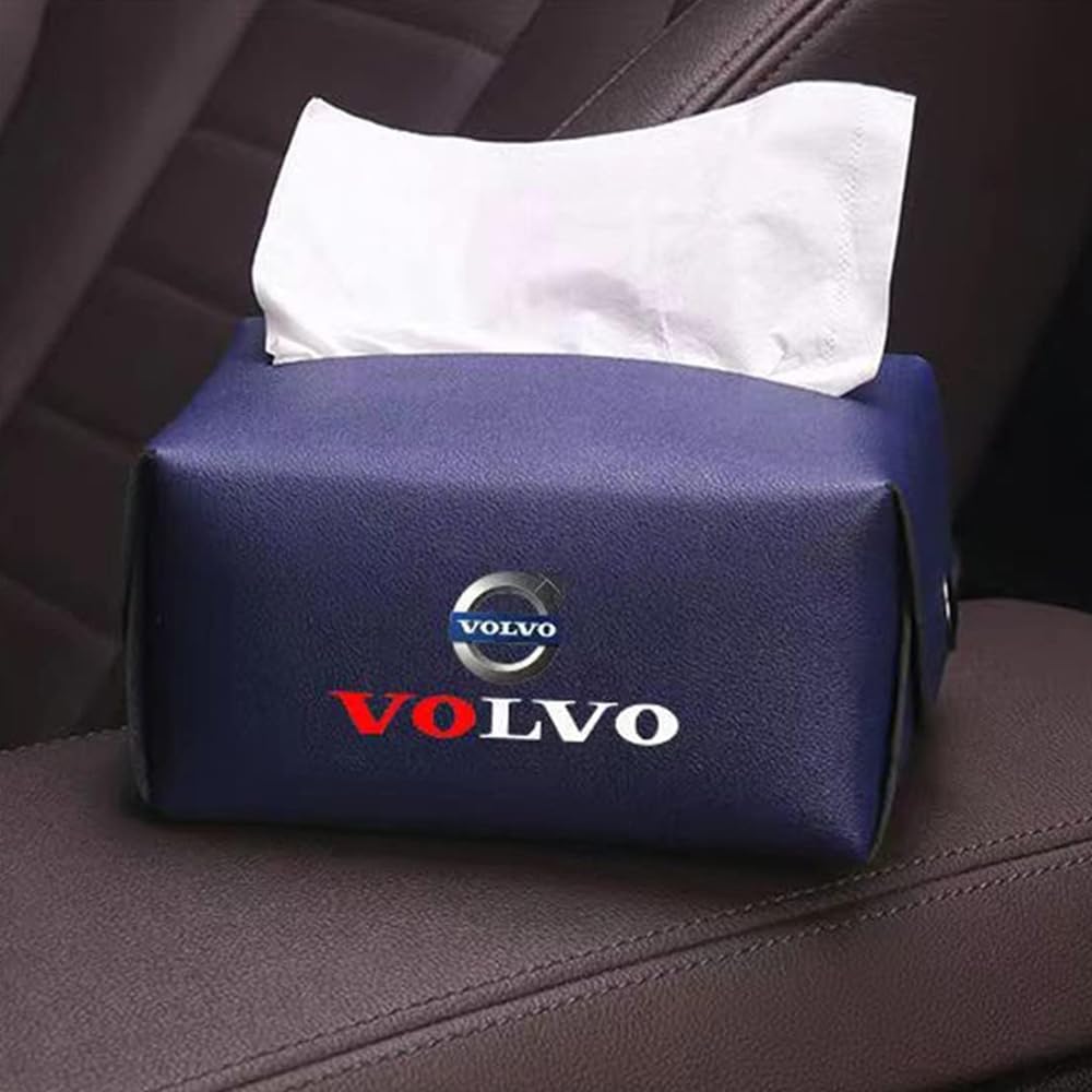 Boîte à mouchoirs pour Volvo en cuir bleu élégant pour habitacle