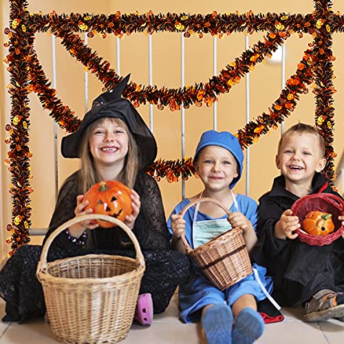 Ccinee 33Ft Halloween Tinsel Garland,Pumpkin Metallic Hanging Garland For Halloween Party Decoration Supply,Copper & Black #TOP4