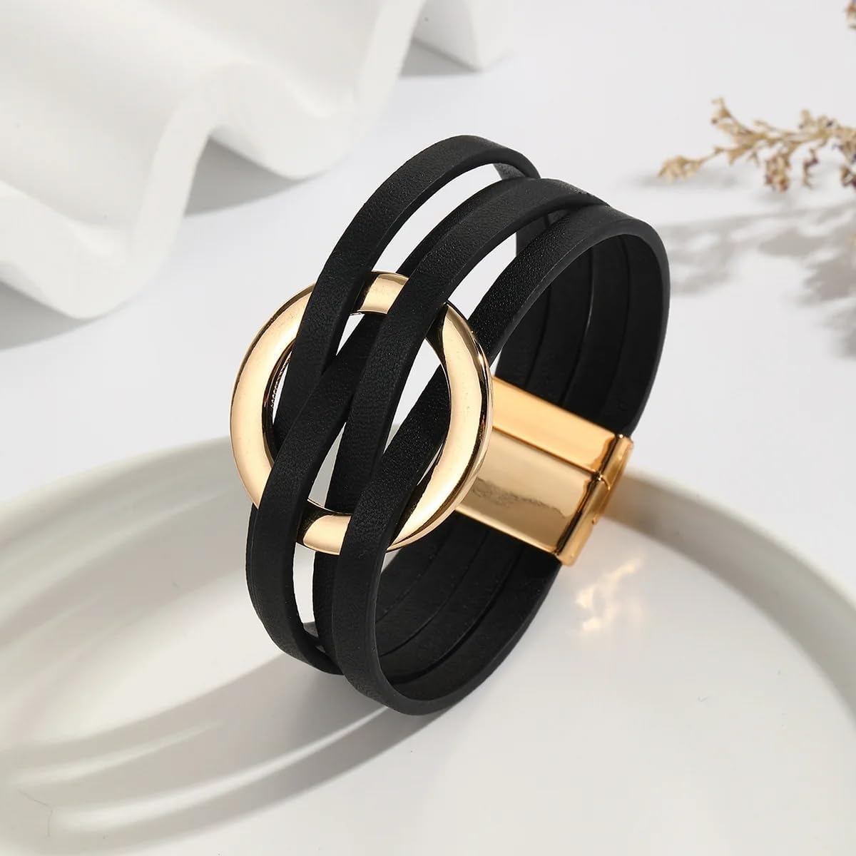 New 2026 Leather Bracelets For Women Fashion Bracelets & Bangles Multilayer Wide Wrap Bracelet Female Jewelry-Elegant Bracelet Design, Ideal Gift For Mother's Day Or Christmas