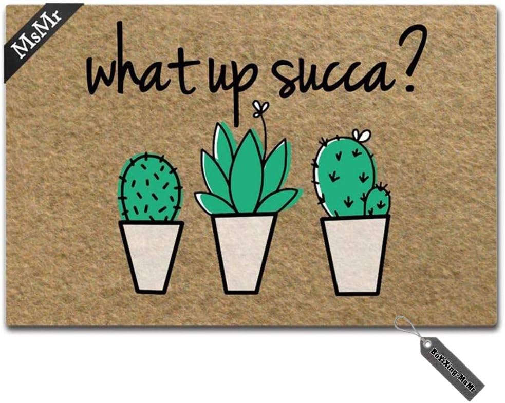 MsMr Funny Door Mat Entrance Front Door Mat What Up Succa