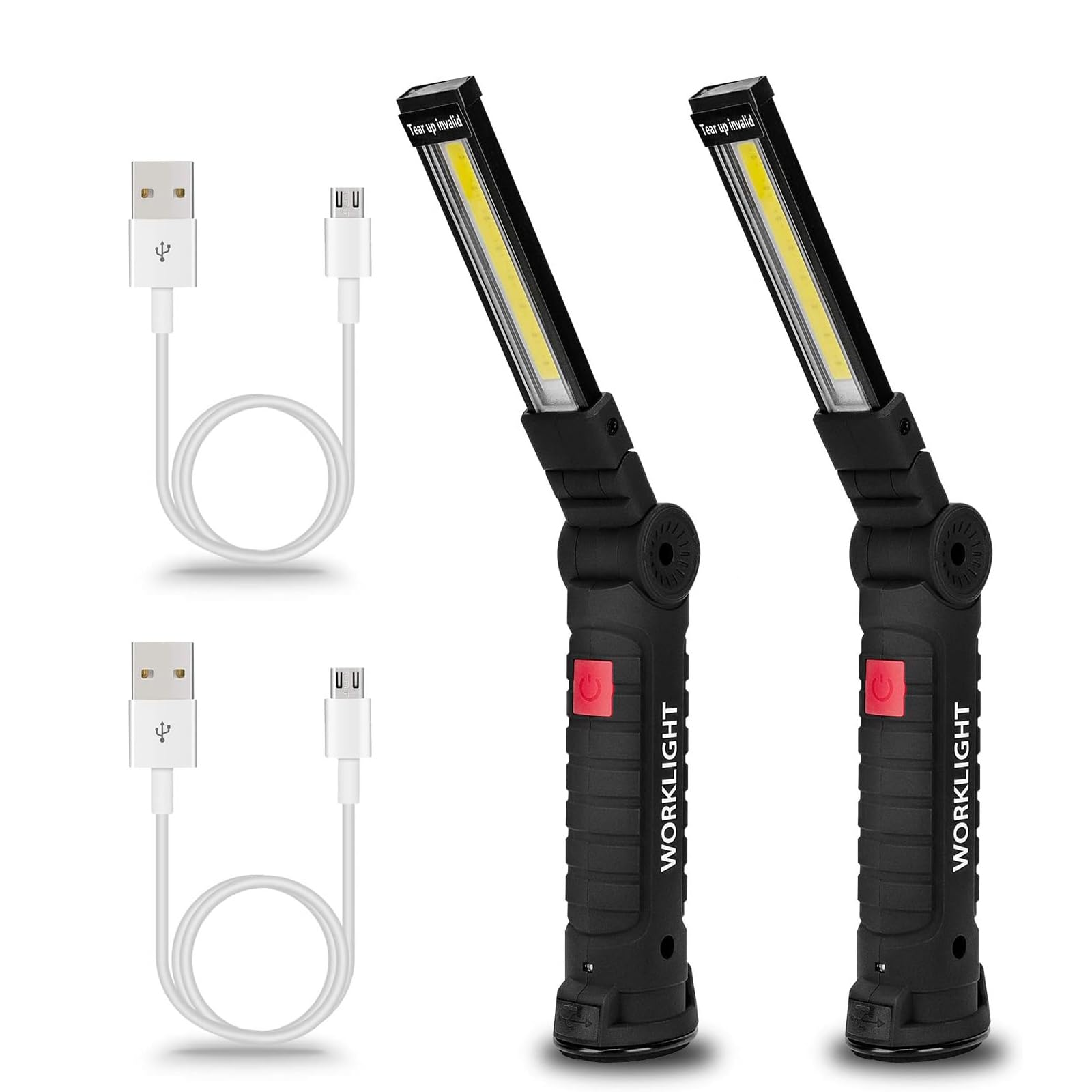 Gerbala Cadeaux D'outils pour Les Hommes, Lot de 2 Lampes de Travail à LED Rechargeables avec Base Magnétique, Rotation à 360 °, éclairage Polyvalent pour les Réparations, à L'extérieur