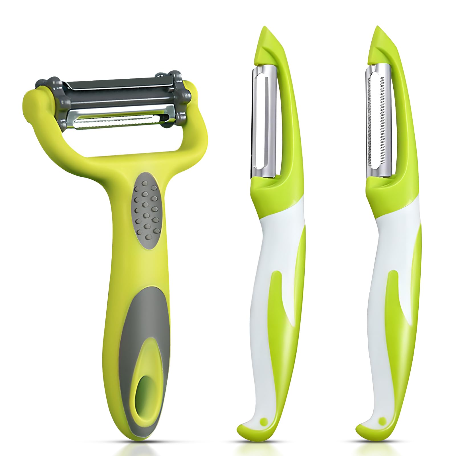 YCLFHOO 3 Pcs Peeler,3 in 1 Potato Peeler for Kitchen,Stainless Steel Professional Peelers with Serrated and Non-Slip Handle,Vegetable Peeler for Fruit/Carrot/Apple/Cucumber