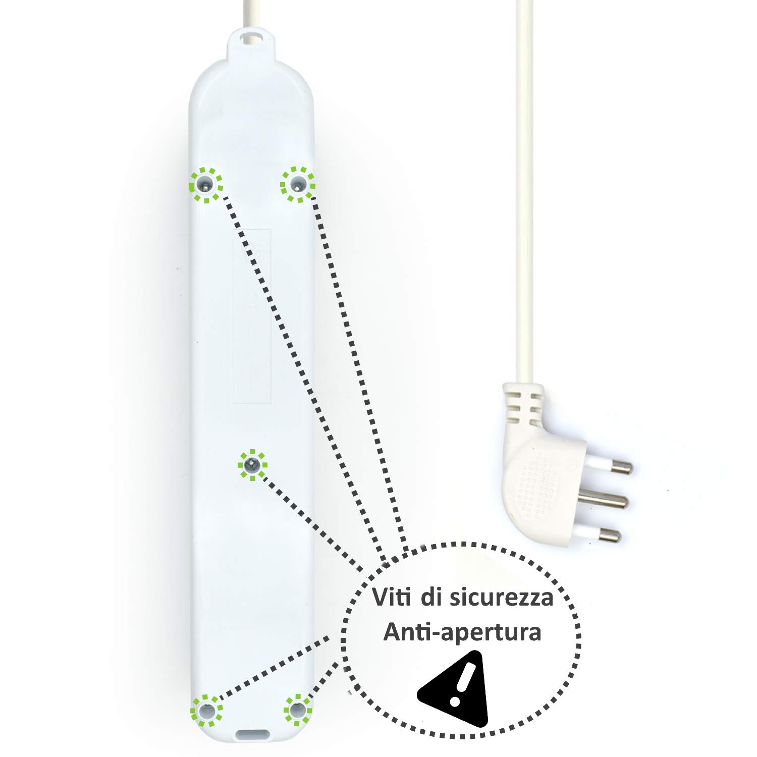 Ewent EW3929 Steckerleiste (italienisch), 12 Buchsen, 4 Universalbuchsen 10/16 A mit Schuko, 8 Kombistecker 10/16 A, beleuchteter Schalter, Kabel 1,5 m mit italienischem Stecker 16 A, Weiß