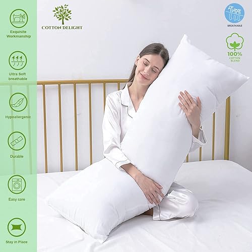 Miniatura 3 de Cotton Delight Funda de almohada corporal de 20 x 54 pulgadas, cierre de cremallera, 100% mezcla de algodón de alta calidad, 1 funda de almohada de