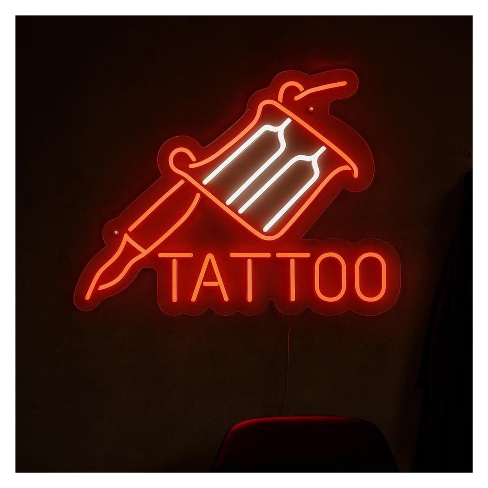 Shouxi B Sign Lamp Tattoo Machine Neon Sign, Suitable For Studio Wall Decor With Dimmable 53Cm