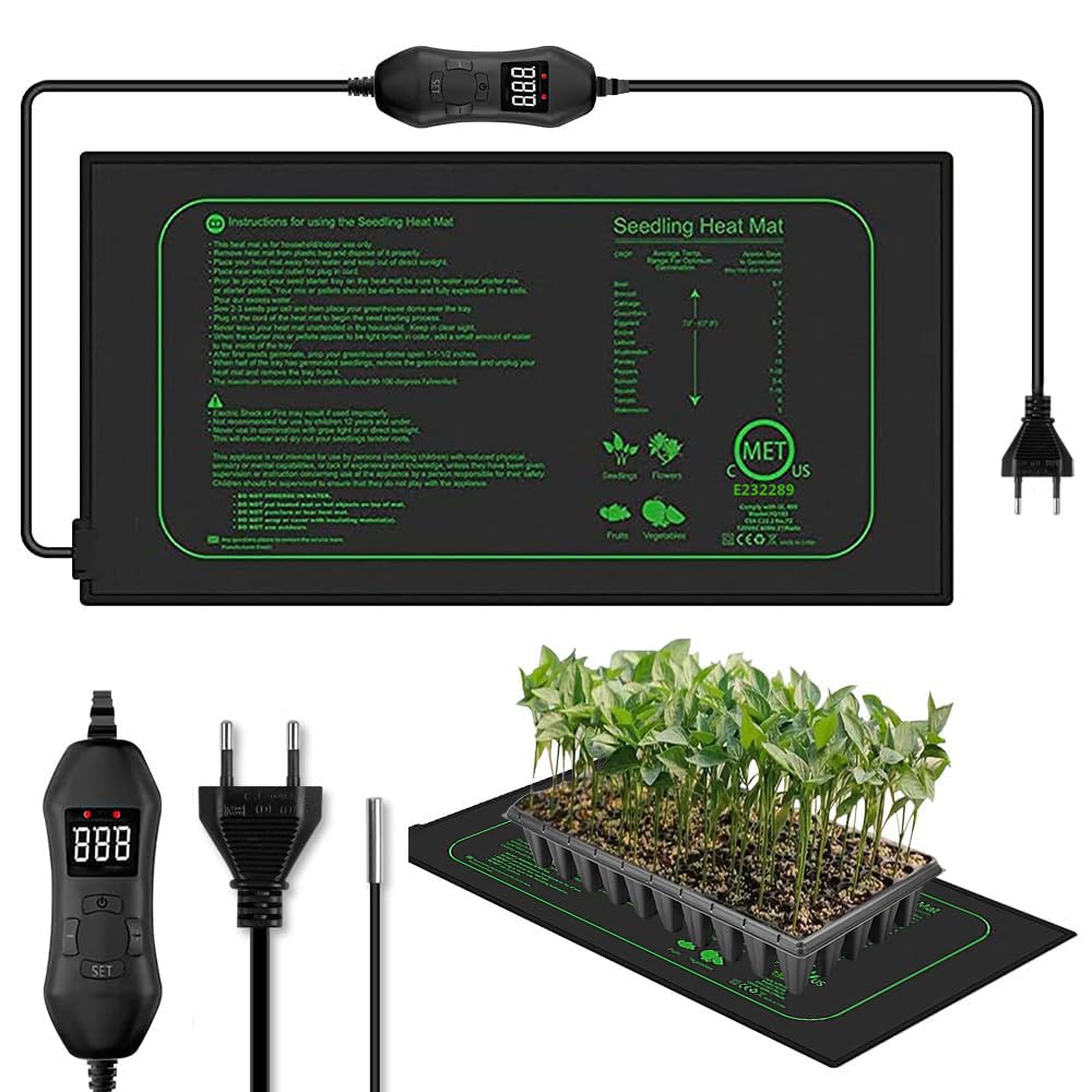 Mata grzewcza 50W dla roślin, sadzonek, mata grzewcza do uprawy, mata grzewcza do szklarni, mata grzewcza do pokojowej szklarni, 25×52,5cm, dla sadzonek, zwierząt domowych i gadów