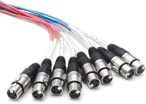 Miniatura 5 de Seismic Audio Altavoces XLR Snake Cables de 8 canales, cables de serpiente de audio profesional, 10 pies, cables codificados de varios colores